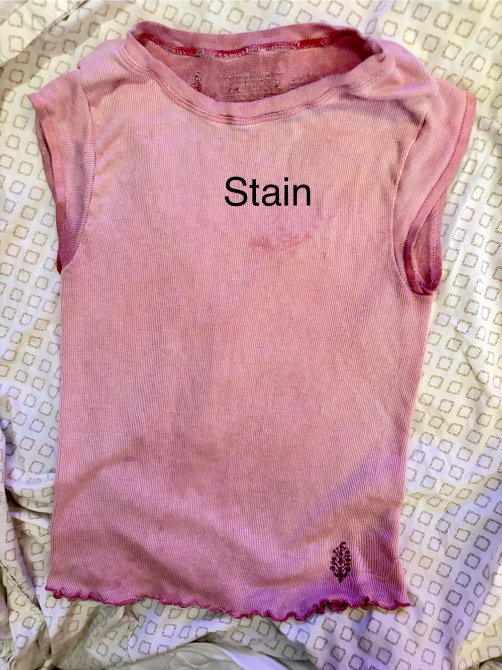 Free People Pink Ribbed Tank with Lettuce Hem